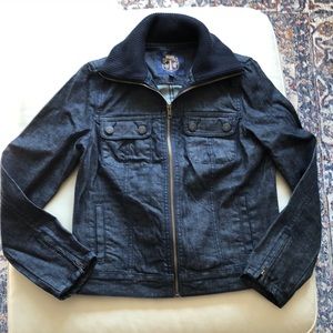 Talbots blue denim jean jacket with warm collar